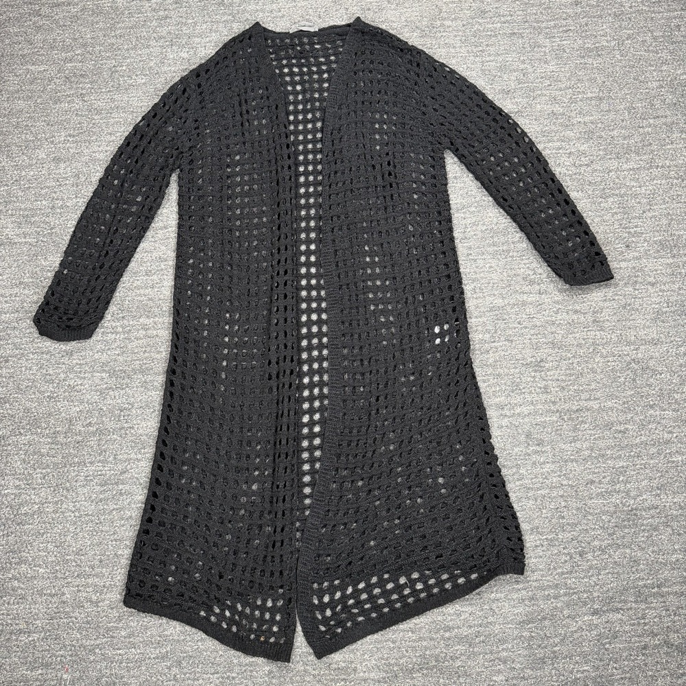 Anthropologie Open Knit Sweater Women One Size Open Knit Cardigan Black Duster